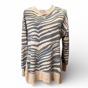 Aerie Zebra Print Sweatshirt - Tan and Charcoal. EC Size  S